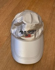 RARE POLO SPORT RALPH LAUREN Limited Edition Metallic Silver Hat Long Bill Cap