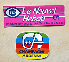 Lot 2 autocollants FR3 Champagne Ardenne chaîne TV télévision vintage média Télé