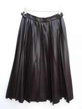 Jupe Midi Plissée En Cuir