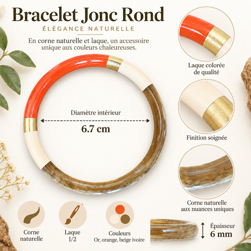 Bracelet jonc corne - , naturelle
