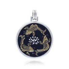 Chinois Koi Poisson 925 Argent Sterling Feng Shui Pendentif Prospérité Chance