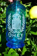 siphon eau de seltz. Bleu à torsades. Beau graphisme. OHEY (Belgique).