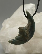 Héliotrope Croissant Lune Avec Visage Env. 45,5 MM Pendentif de Pierre Précieuse