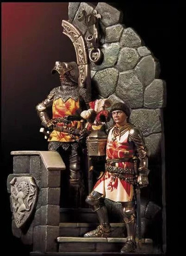 54mm medieval knight duo - 1/32,
