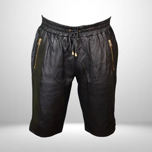 Shorts cuir mouton noir - cuir,