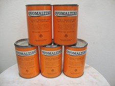 OVOMALTINE 5 anciennes boites tôle orange boisson aromatisée cacao vintage lot B