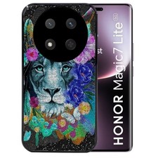 Coque noire pour Magic 7 LITE lion floral