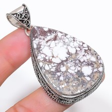 Pendentif pierre précieuse forme poire cheval sauvage cadeau ancien bijou vin...