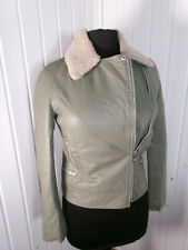 Veste courte blouson cuir kaki