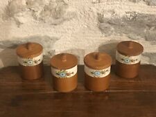 Série de 4 pots à épices bois et céramique