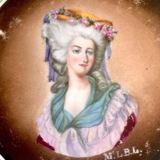 Rare Assiette Porcelaine Paris Princesse De LAMBALLE portrait Peint Fin XVIIIe
