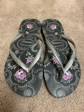 Havaianas Slim Skinny Silver Print Flip Flops Size US 4/5, EUR 37/8