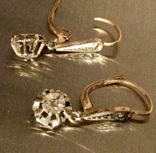 Or 750-Diamant Dormeuses 1900