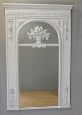 Miroir Trumeau Louis XVI En Bois Sculpté Peint, époque XIX ème