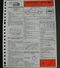 Fiche technique automobile VOLKSWAGEN GOLF GTI 1800 / 1983 Rabbit GTI