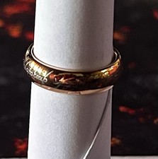 NEUF ANNEAU SEIGNEUR DES ANNEAUX T58 PLAQUE OR INSCRPTIONS CELTIQUES 