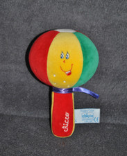 ?Doudou Hochet Maracas CHICCO Happy Color Jaune Rouge Vert  Vintage 15 Cm TTBE