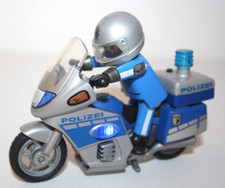 PLAYMOBIL 6876 POLICIER AVEC MOTO GRISE ET BLEUE LUMINEUSE POLICE POLIZEI