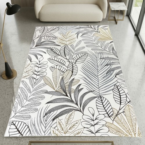 Tapis crème motif - , feuilles
