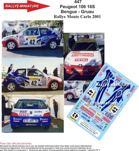 Decals ref 0447 peugeot - 1/43,