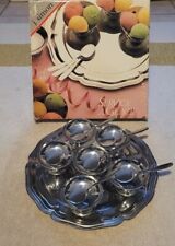 Vintage Très Joli Service à Glace J. SIMON en Inox 6 Coupes Cuillères Plat Rond 