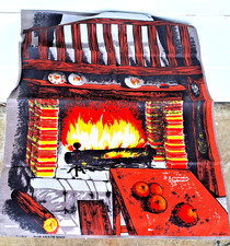 ancien  GRAND     TORCHON   AU COIN DE LA CHEMINEE