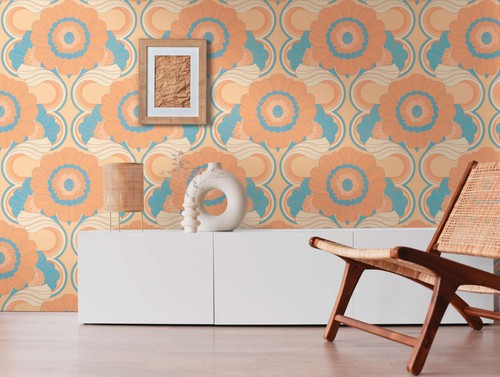 Papier peint floral dans - peint,