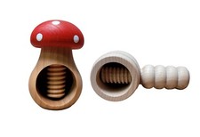 2x Casse-noix en bois de hêtre naturel Très solide Champignon vénéneux & baril