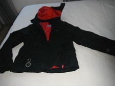BLOUSON  A CAPUCHE  NOIR TOLENTINO T 40/42  DOUBLE INTERIEUR  rouge