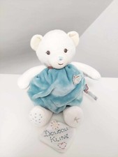 Peluche/Doudou Ours Boule Blanc Bleu/Vert D'eau Papillon Marron Plume 23cm Kaloo