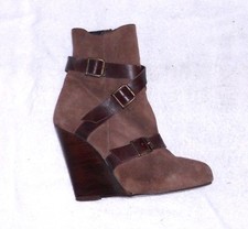 JONAK bottines compensées zippées cuir daim taupe P 36,5 TBE