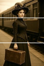 FEMME AU TRAIN  GRAND TIRAGE PHOTO FORMA 30X40 CM CREATION PERSONNEL  IA NU 13