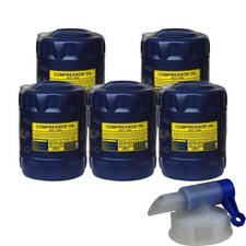 5x 20 Litre MANNOL Huile pour Compresseur Oil Iso 100 Incl. Robinet de Vidange