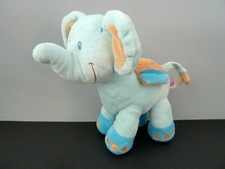 D9- DOUDOU PELUCHE POMMETTE INTERMARCHE ELEPHANT BLEU ORANGE TAPIS INDIEN - TBE