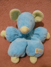 Doudou souris bleue verte