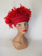 Chapeau Femme Toque Hiver Plume Rouge Mariage Automne Cérémonie