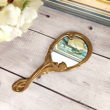 Miroir antique à main en bronze massif "Courtoisie" style Art Nouveau France