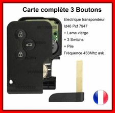 Carte Clé Vierge+électronique à programmer Compatible Renault Mégane 2 Scénic 2 