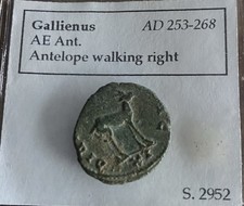 Monnaie Romaine AE Antoninien De Gallien, Bestiaire Antilope À Droite AD 253-268