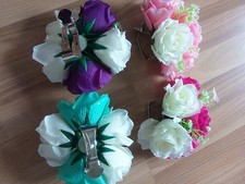 2 pcs Rose Flower Cluster Curtain Tieback Clips Buckle Backdrop clips with Pears