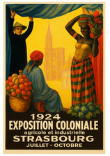 AFFICHE   POSTER   STRASBOURG 1924 EXPOSITION COLONIALE