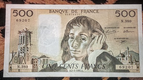 Billet 500 francs pascal - billet,