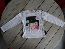  T-shirt blanc Kokeshi à strass manches longues Kimmidoll Junior Taille 6 ans