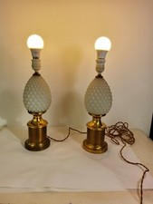 Paire de lampes ananas laiton