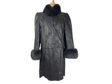 Tailleur Beltrami vintage ds années 70 ensemble Veste et Jupe en cuir, fourrure