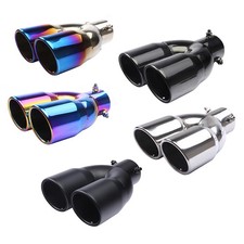 Universal 63mm Inlet 76mm Outlet Double Cylinder Stainless Steel Exhaust Muffler