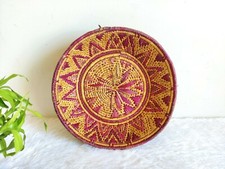 1920s Vintage Mandala Design Tricoté Main Paille Basket Fruits Légumes W709