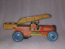 Vintage Original Fer Blanc Jouet Voiture Enroulage Feu Moteur YAMADA JAPAN 1950