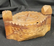  ANCIEN BEURRIER SALIERE POIVRIERE BOIS SCULPTE ARTISANAL Boîte En Bois Vintage