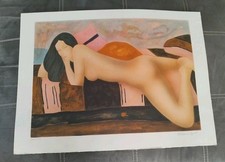 BONNEFOIT ALAIN LITHOGRAPHIE ORIGINALE SIGNEE FEMME NUE AUX CHEVEUX NOIRS
